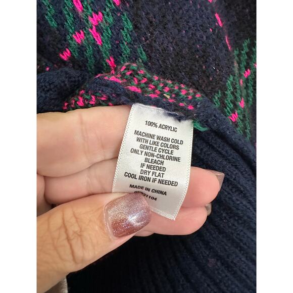 NWT Crown & Ivy Navy Plaid Sweater XXL Rhinestone Academia - Picture 8 of 8